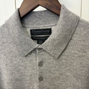 Christian Lacroix 100% 2-Ply Cashmere Light Gray Polo Shirt